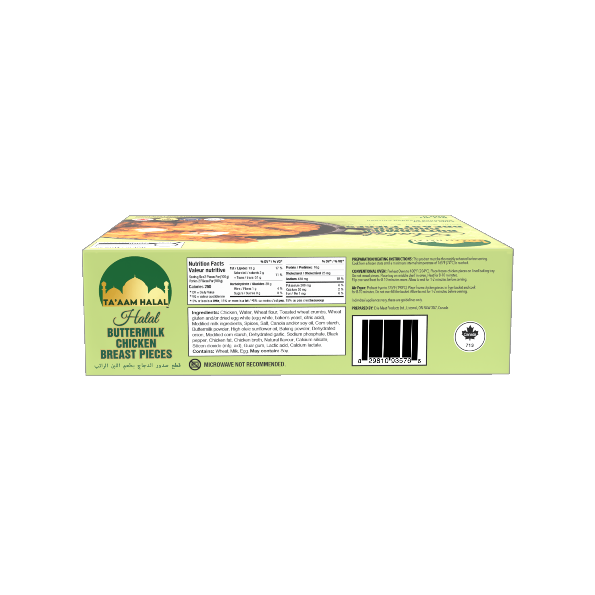 Ta’aam Halal Buttermilk Chicken Breast Pieces — nutrition side english