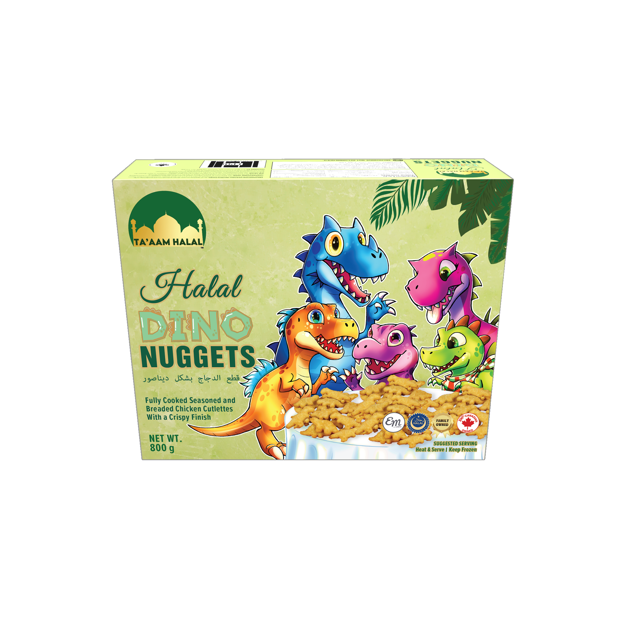 Ta’aam Halal Dino Chicken Nuggets — nutrition front side english