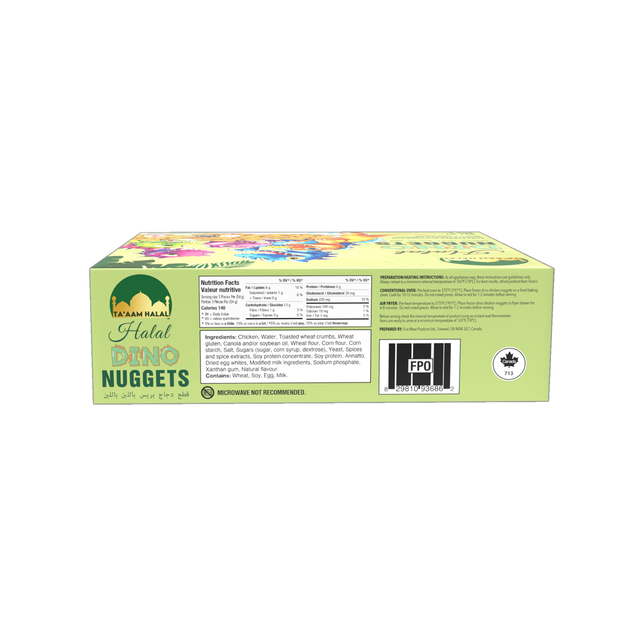 Ta’aam Halal Dino Chicken Nuggets — nutrition side english