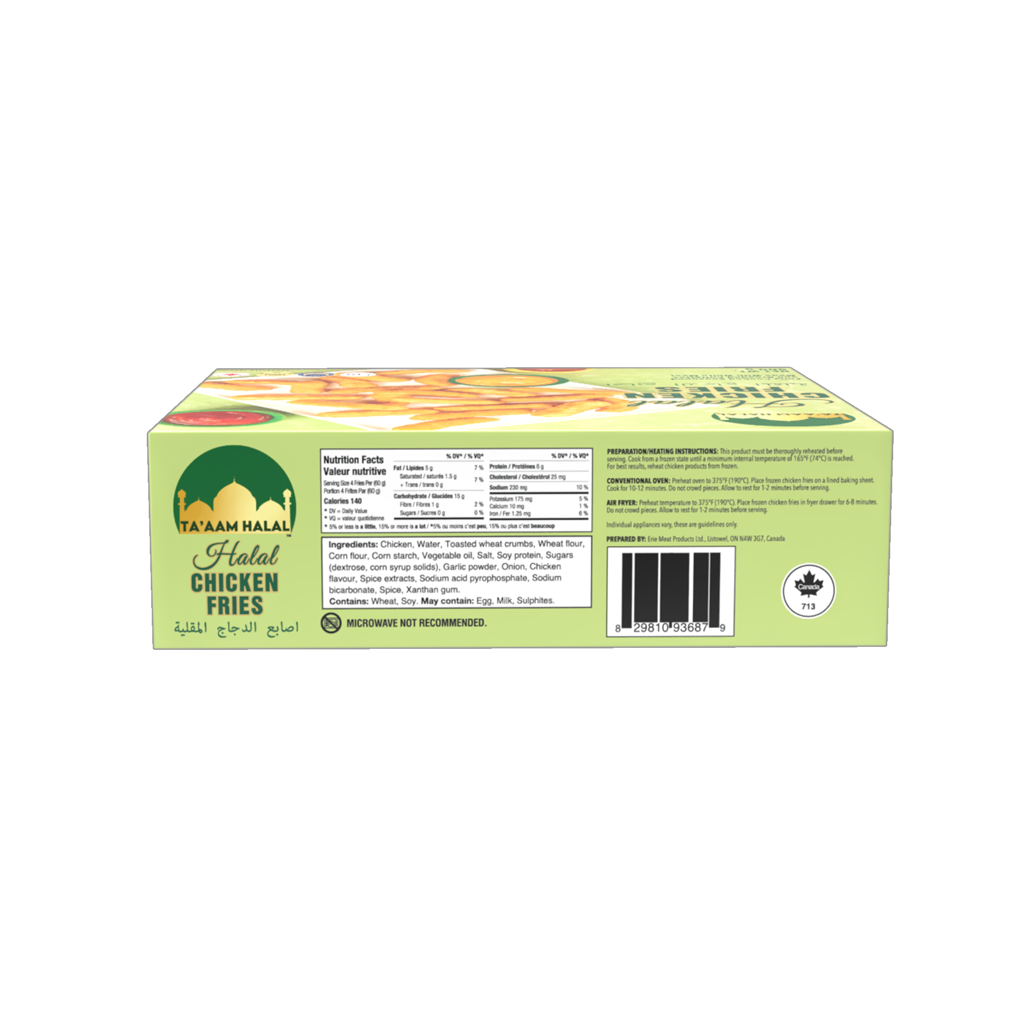 Ta’aam Halal Chicken Fries — nutrition side english