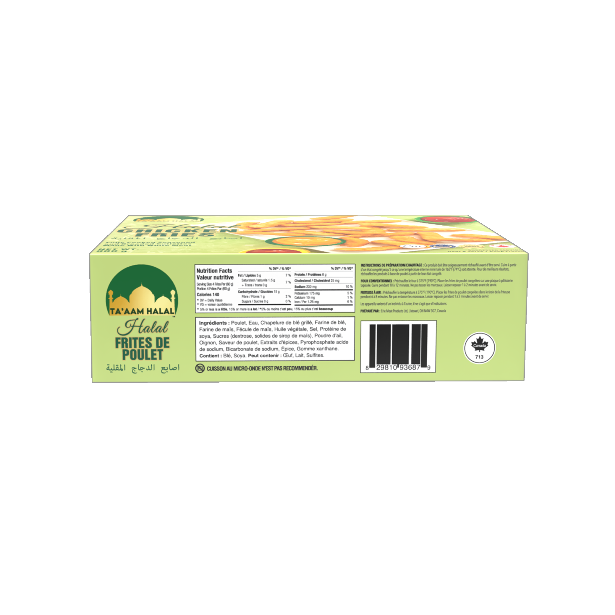 Ta’aam Halal Chicken Fries — nutrition side french