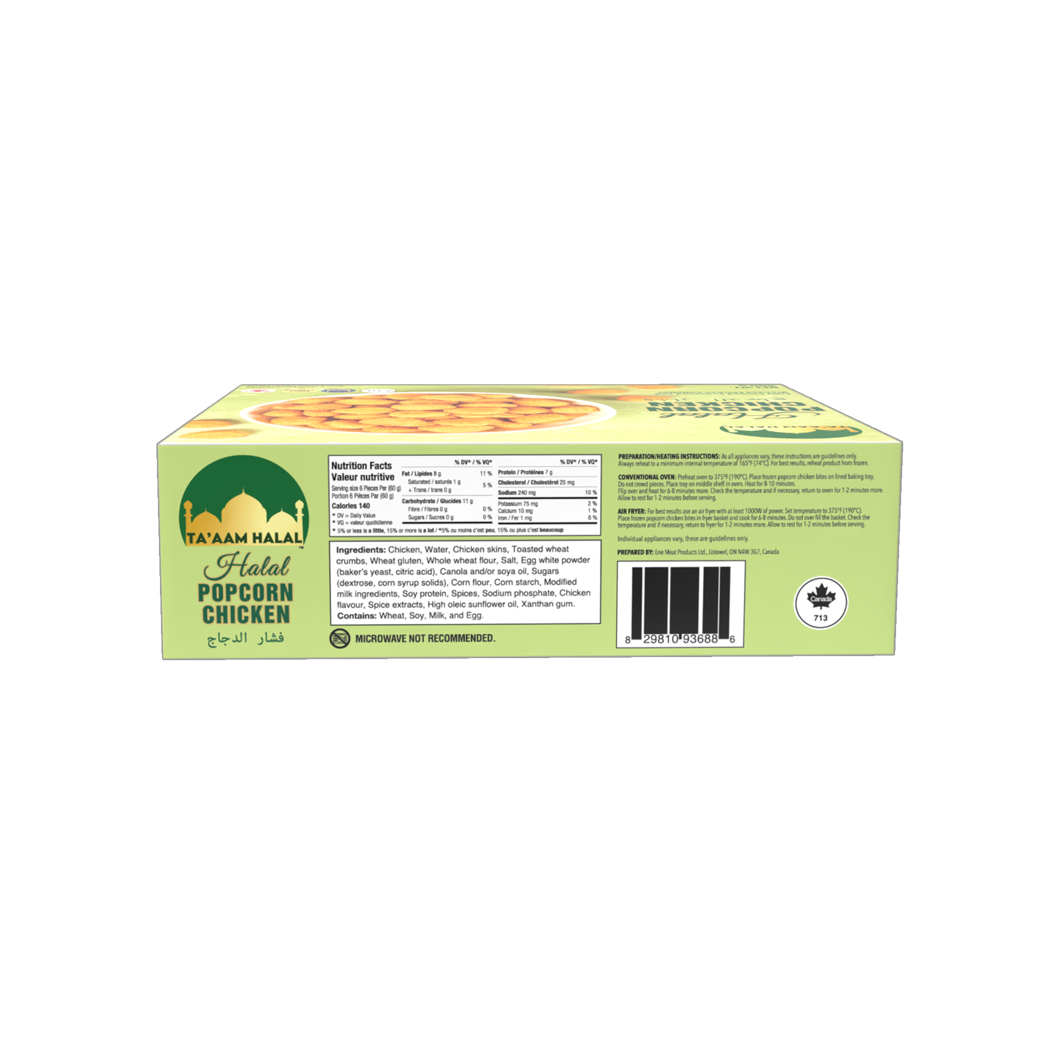 Ta’aam Halal Popcorn Chicken — nutrition side english