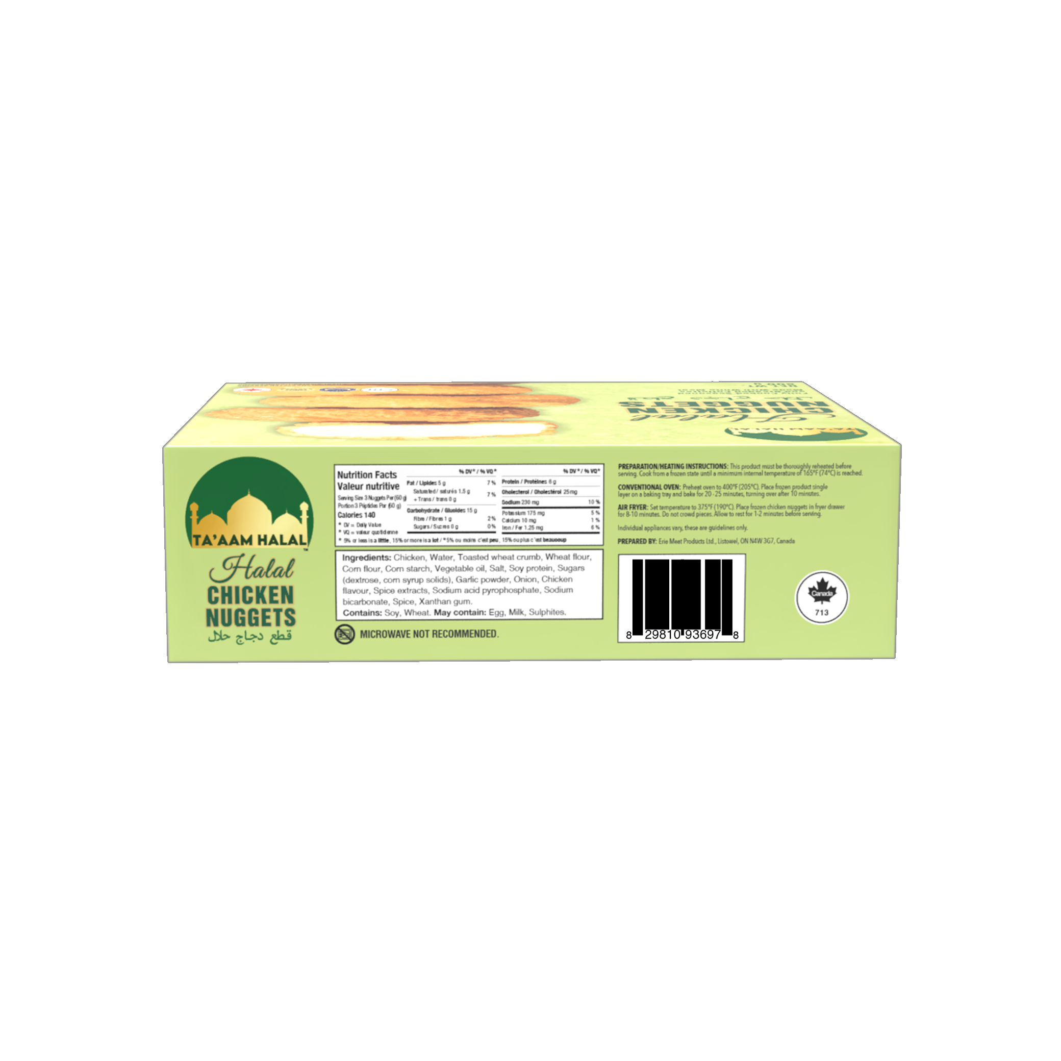 Ta’aam Halal Chicken Nuggets — nutrition side english