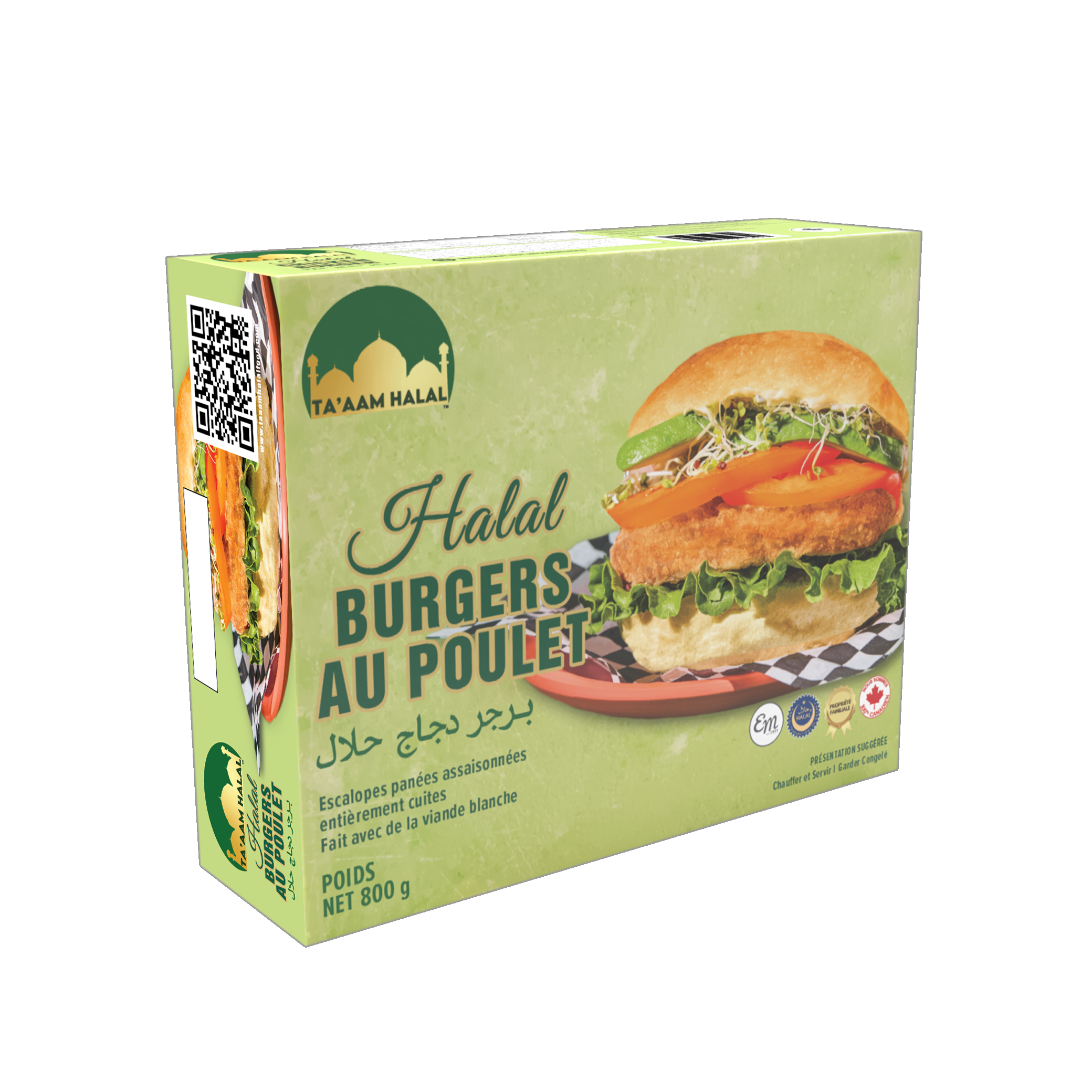 Ta’aam Halal Chicken Burger — right french