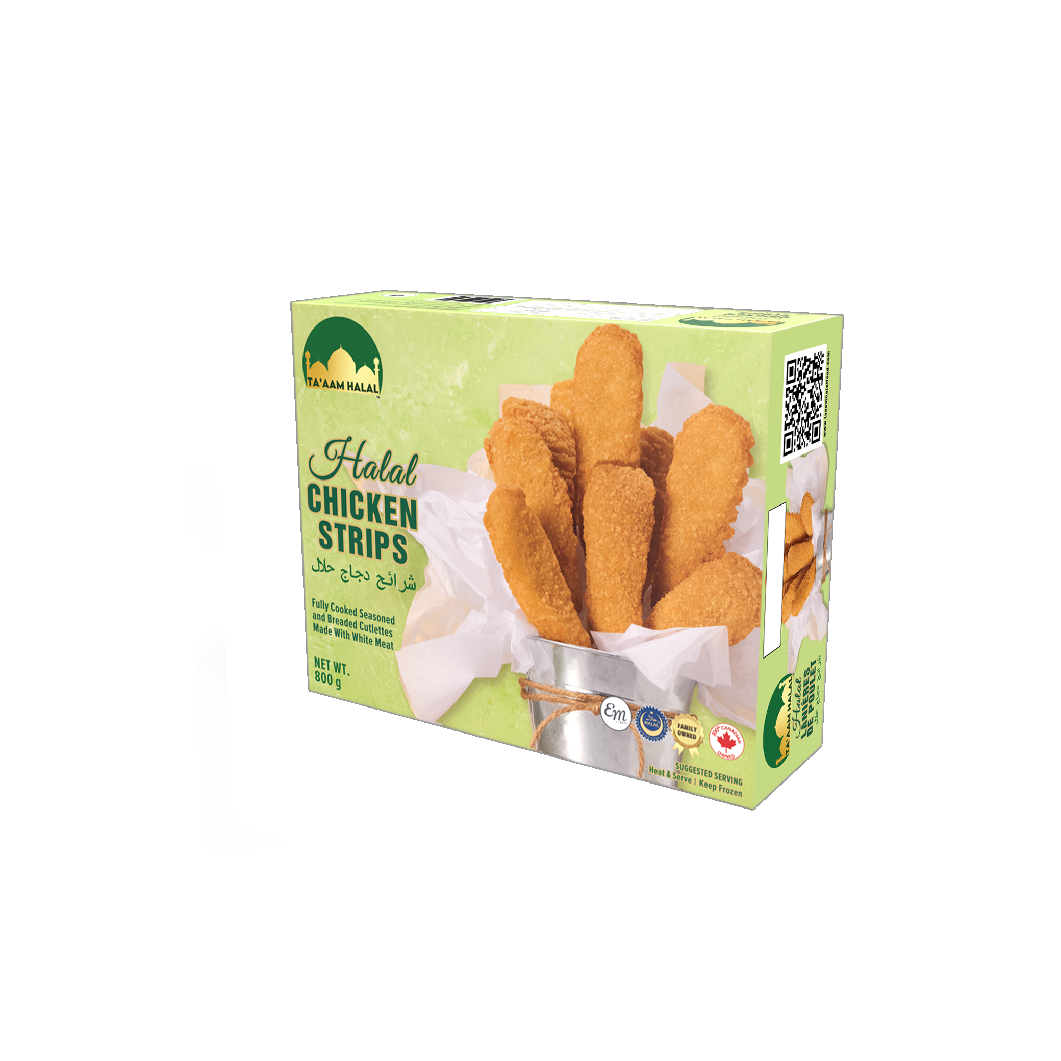 Ta’aam Halal Chicken Strips — left english