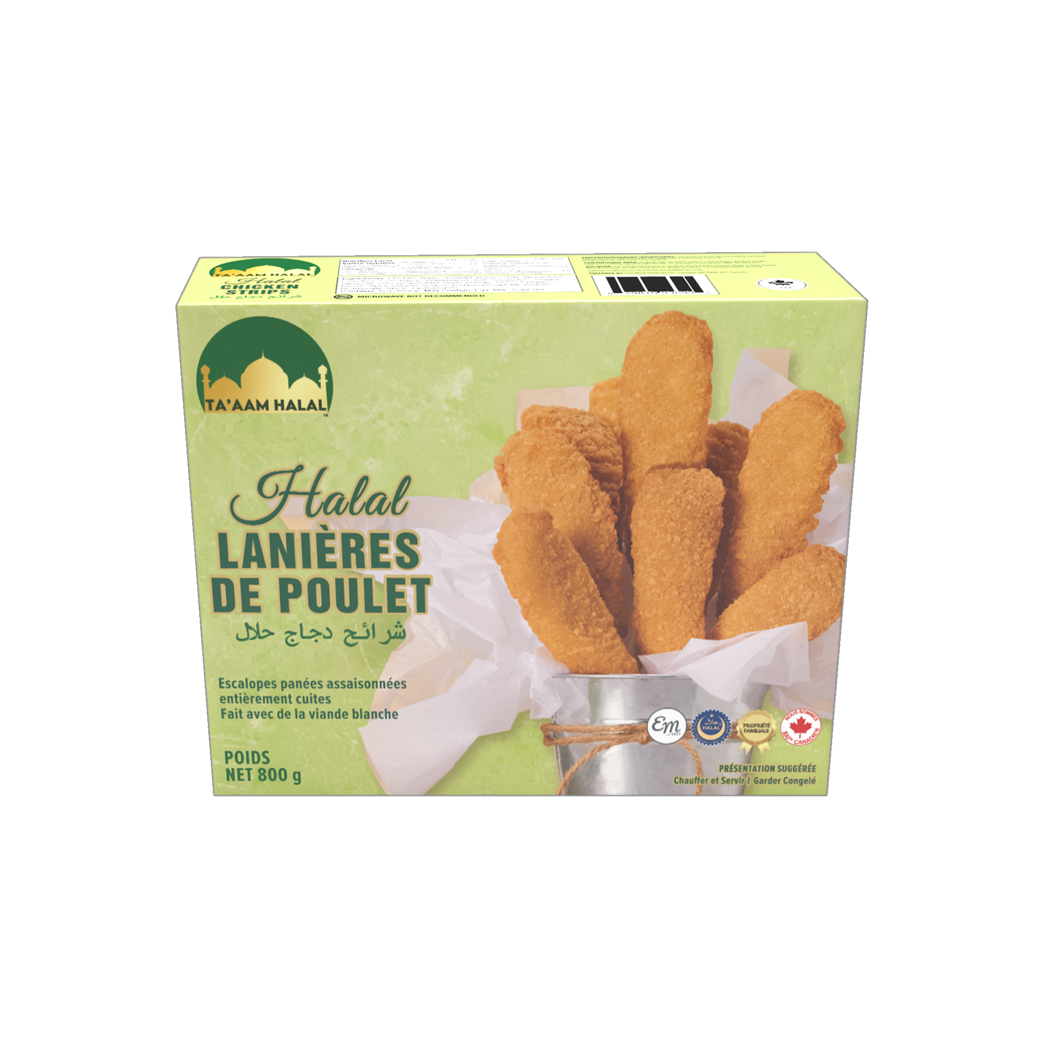 Ta’aam Halal Chicken Strips — nutrition front side french