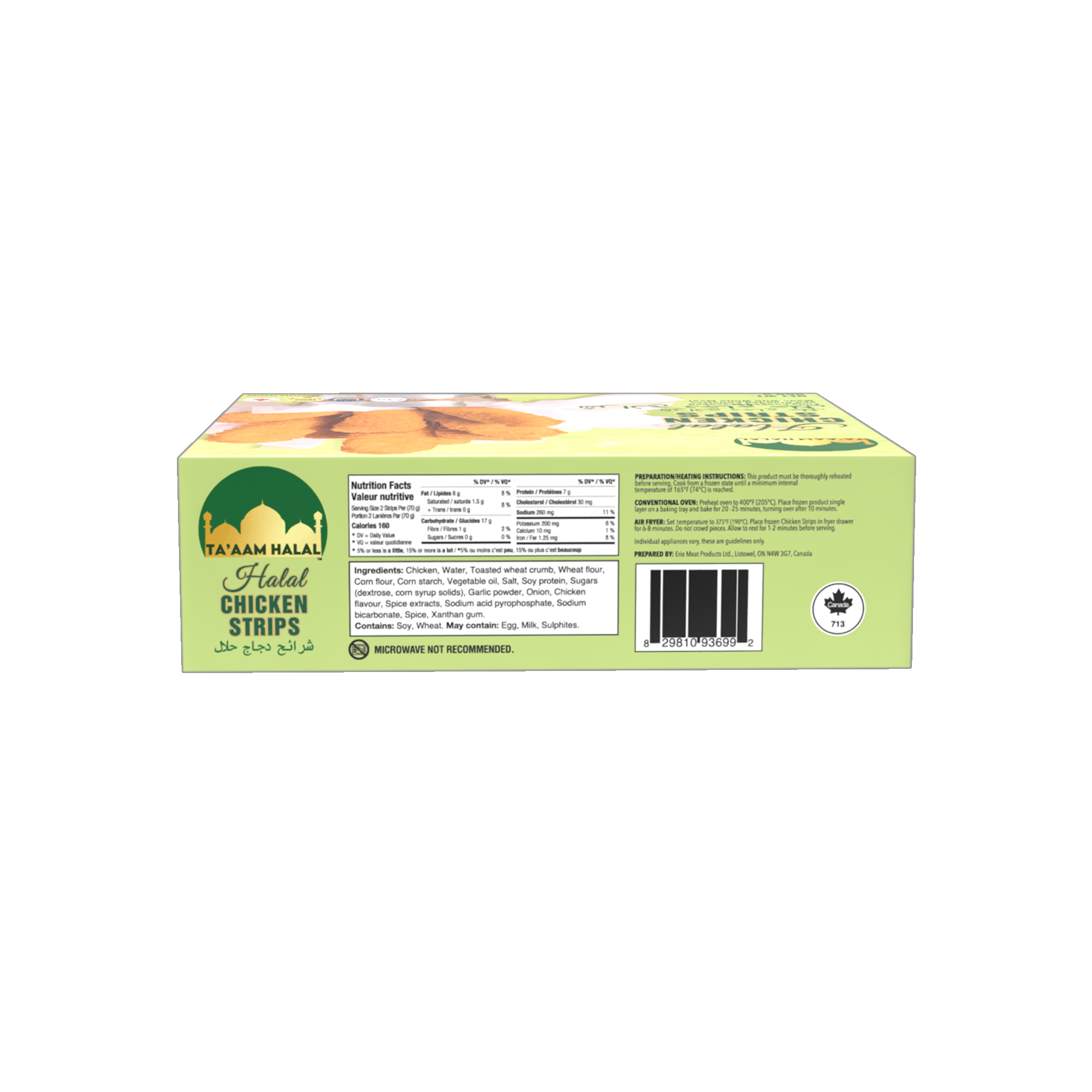 Ta’aam Halal Chicken Strips — nutrition side english