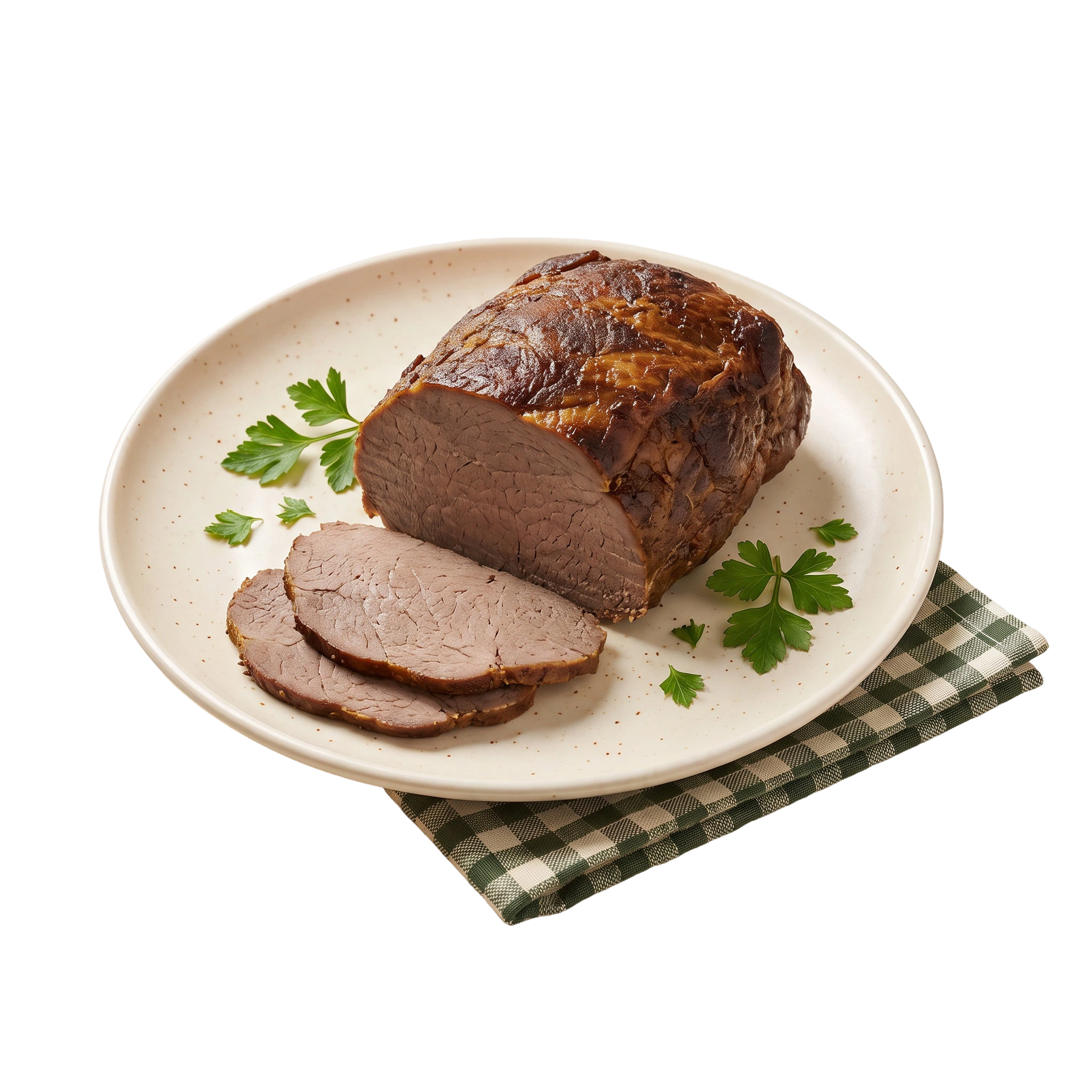 Whole Cooked Roast Beef serving suggestion