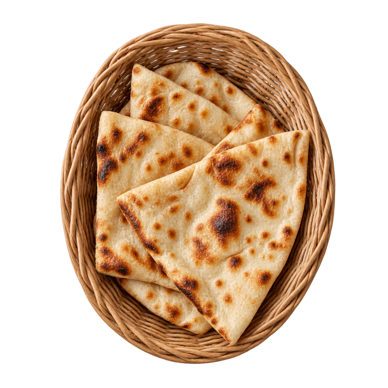 A wicker basket of naan bread