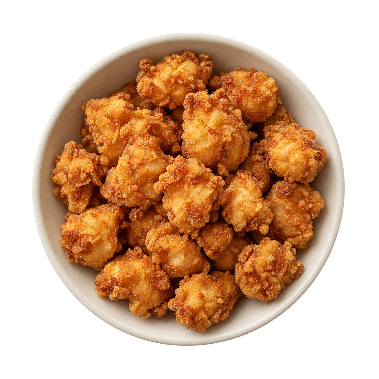A bowl of golden popcorn chicken